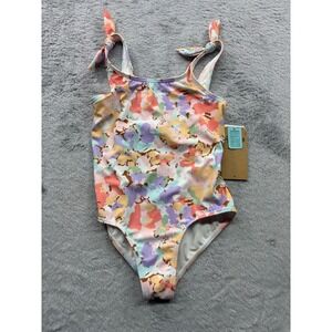 Billabong Girls Paradise Cove Floral One Piece Swimsuit Golden Fleece Size 7 NEW